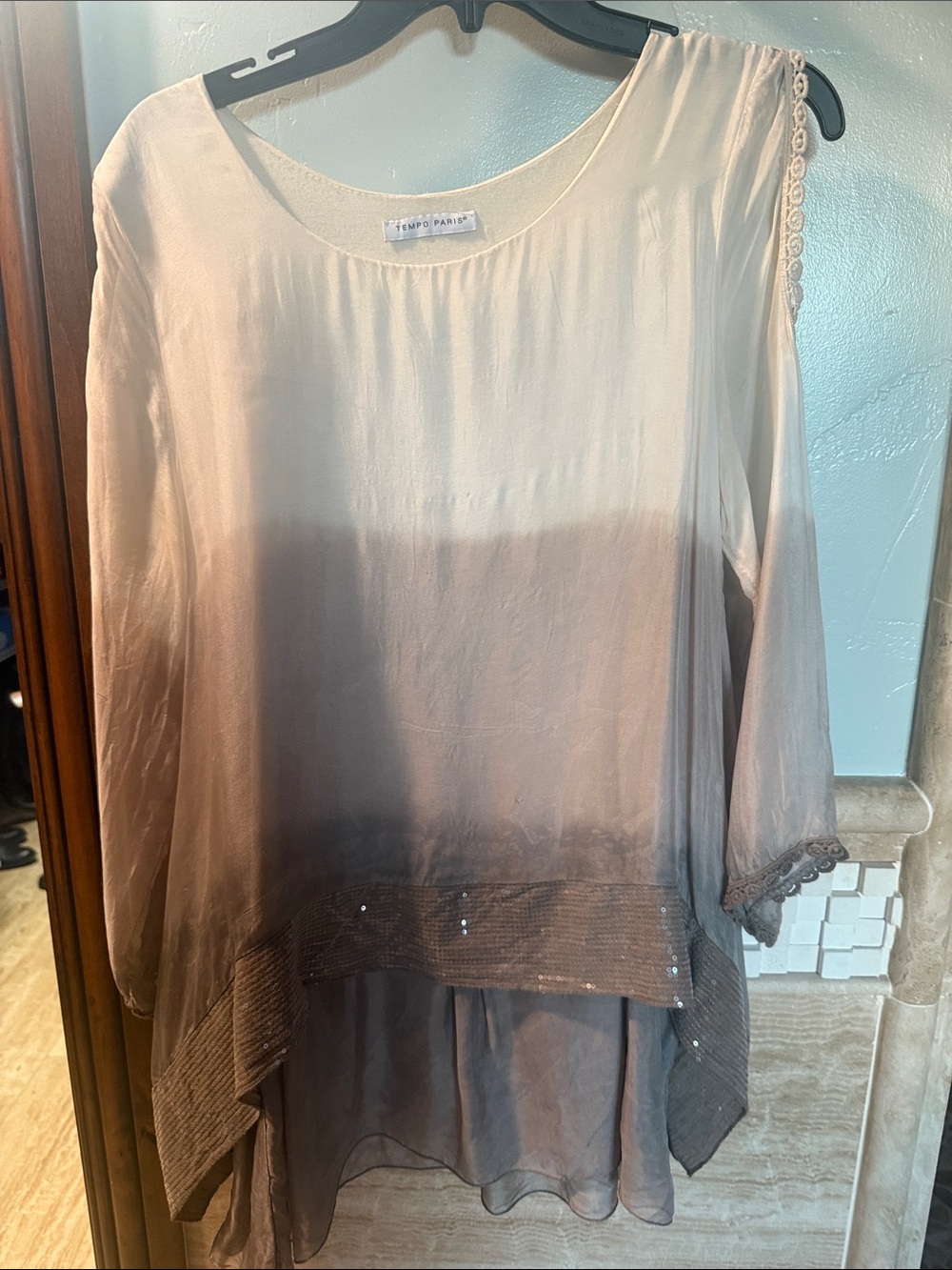 Tempo Paris Ivory Satin-Look Shell Top